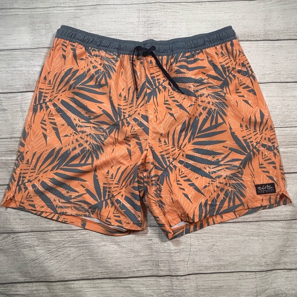 Salt Life Tropical Blue and Orange Board Shorts - Picture 1 of 11
